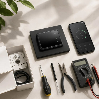 Cronotermostato Smart Wi-Fi AVE T44 originale con componenti e documentazione