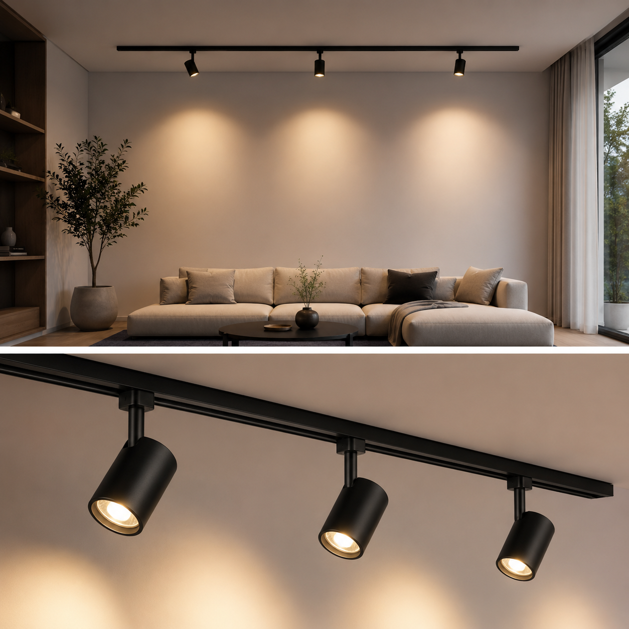 Illuminazione con binario LED Design 230V e 3 faretti